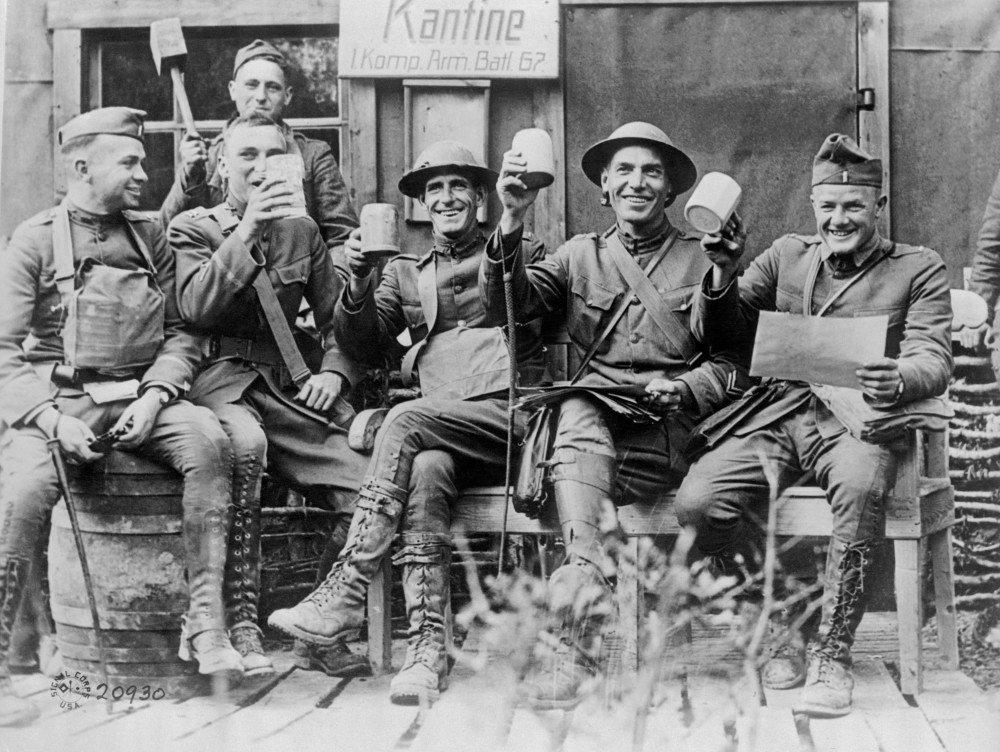 officers-celebrate-at-captured-german-canteen.jpg