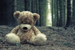 Teddy Bear lonely and sad alone in Love failure